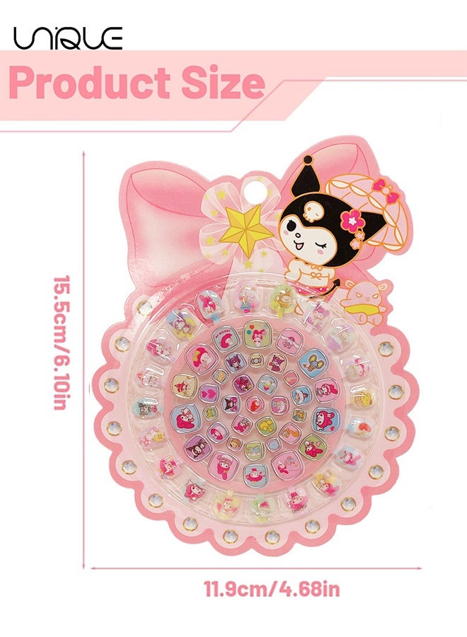 يونيك 4 مجموعات من الأظافر للفتيات - أظافر صناعية للصاق للأطفال، أطراف أظافر قابلة للإزالة برسومات كرتونية لطيفة مع أدوات مانيكير، مجموعة هدايا أظافر كاواي للفتيات - حفلة عيد ميلاد، نشاط فن الأظافر في البيت - Image 2